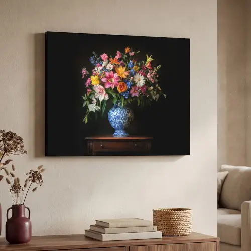 Kleur - Vaas - Bloemen - Boeket Textielframe zwart klein -sfeer3