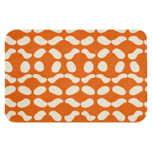 Oranje - Organische vormen - Wit Badmat klein 997 -3d