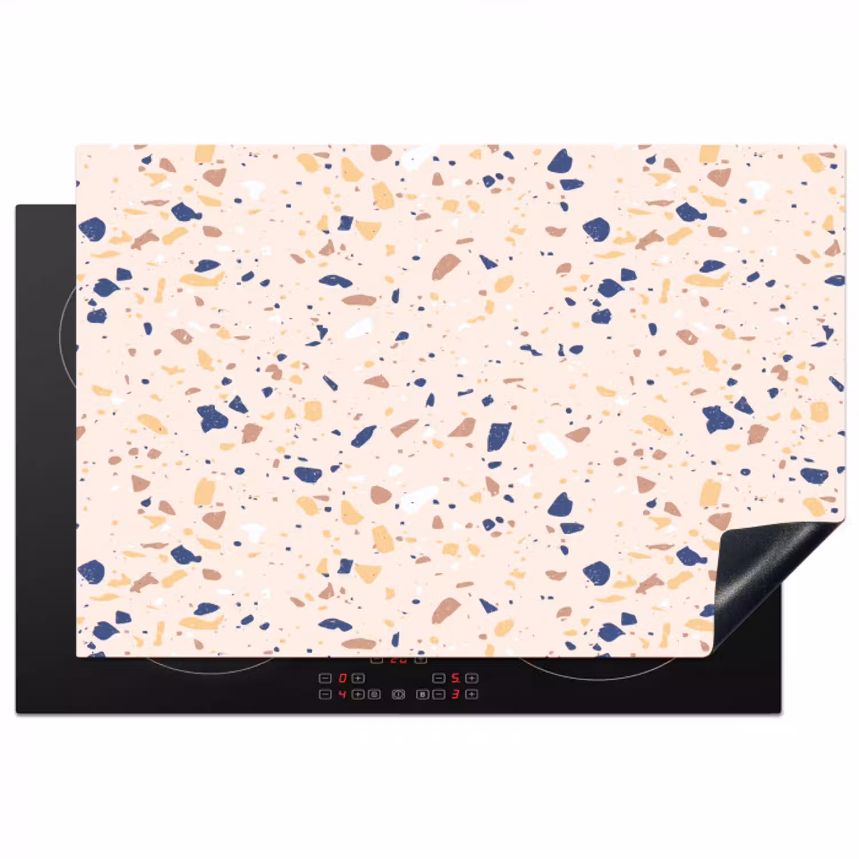 Terrazzo -  Patroon - Kleurrijk - Indigo Inductie beschermer vinyl 3mm klein 276 -3d