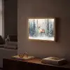 Rendier - Sneeuw - Woud - Wit Light Box met batterij (Wandlamp) middel -sfeer1