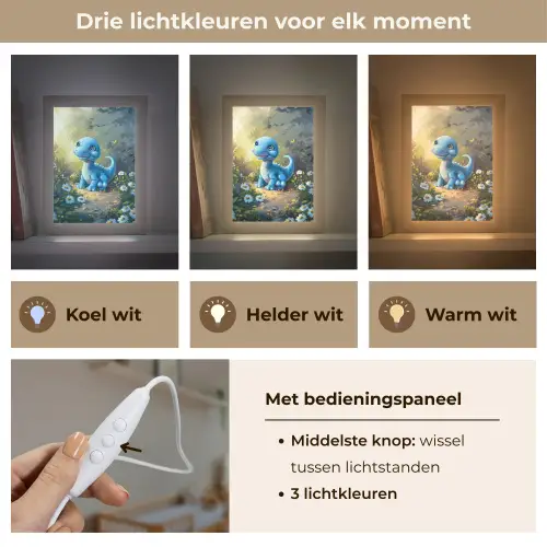Dino - Blauw - Baby - Dinosaurus Light Box met kabel klein -USP_lichtkleurNL