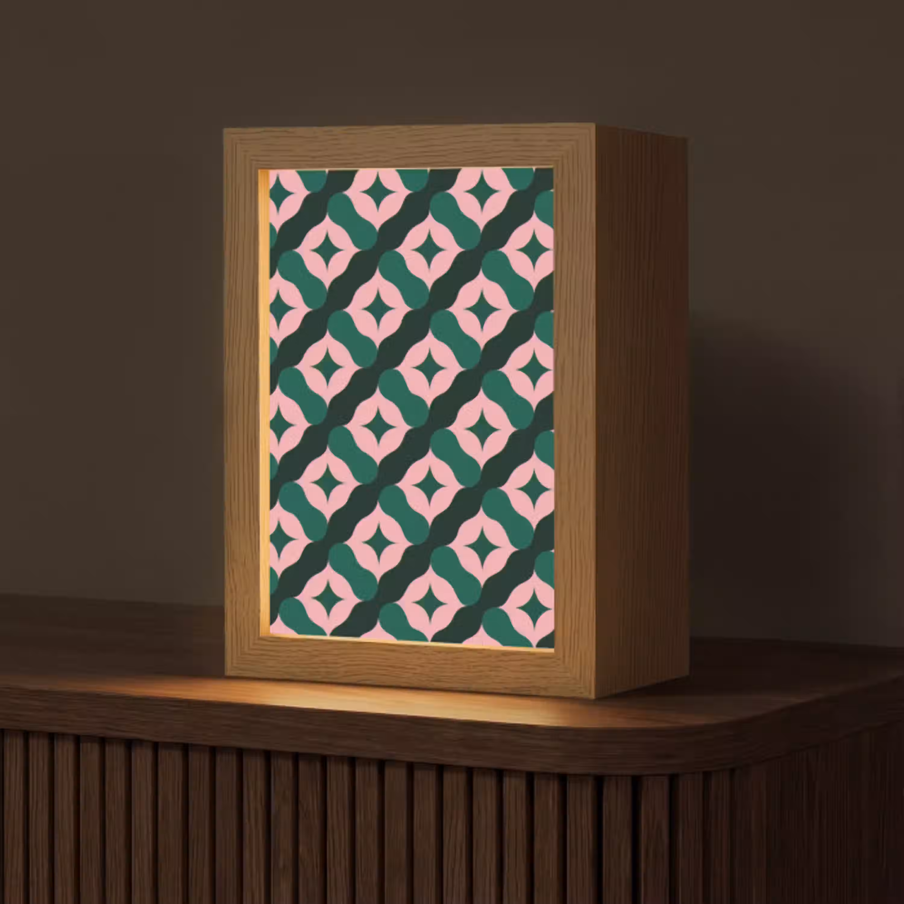 Groen - Roze - Retro - Sterren Light Box met kabel (Tafellamp) klein 925 -z3d_website