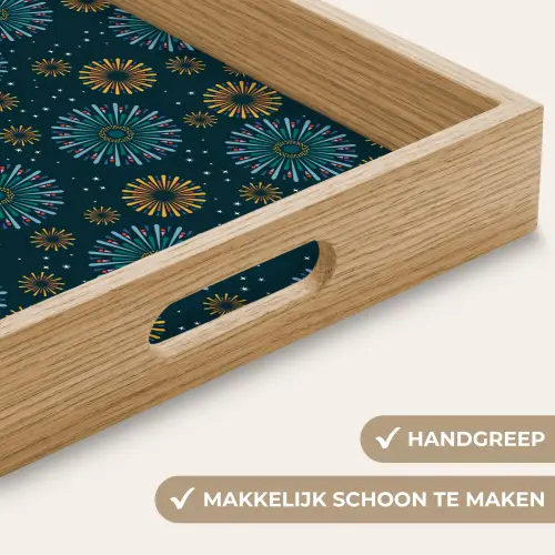 Blauw - Patroon - Retro Dienblad Rechthoek middel 911 -USP_HandgreepNL