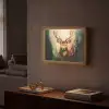 Hert - Geverfd - Gewei - Bruin Light Box met batterij (Wandlamp) middel -sfeer1