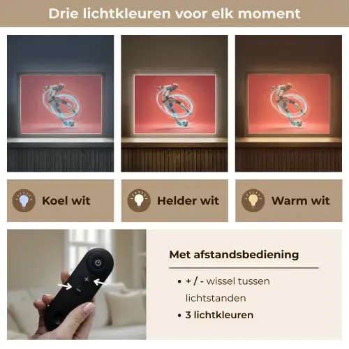 Voetballer - Bal - Lichtcirkel - Rood Light Box met batterij (Wandlamp kind) middel -USP_lichtkleurNL
