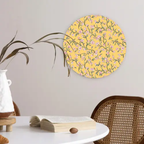 Bloemen - Motief - Geel Wandcirkel kunststof plaat 5mm dik klein 188 -sfeer4