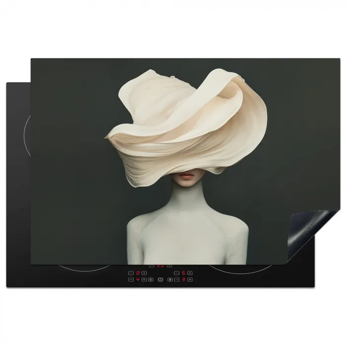 Vrouw - Beige - hoed Inductie beschermer vinyl 3mm klein -3d