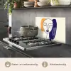 Minimalistisch - Gezicht - Hand - Oranje - Blauw keuken achterwand spatscherm klein -usp_NL