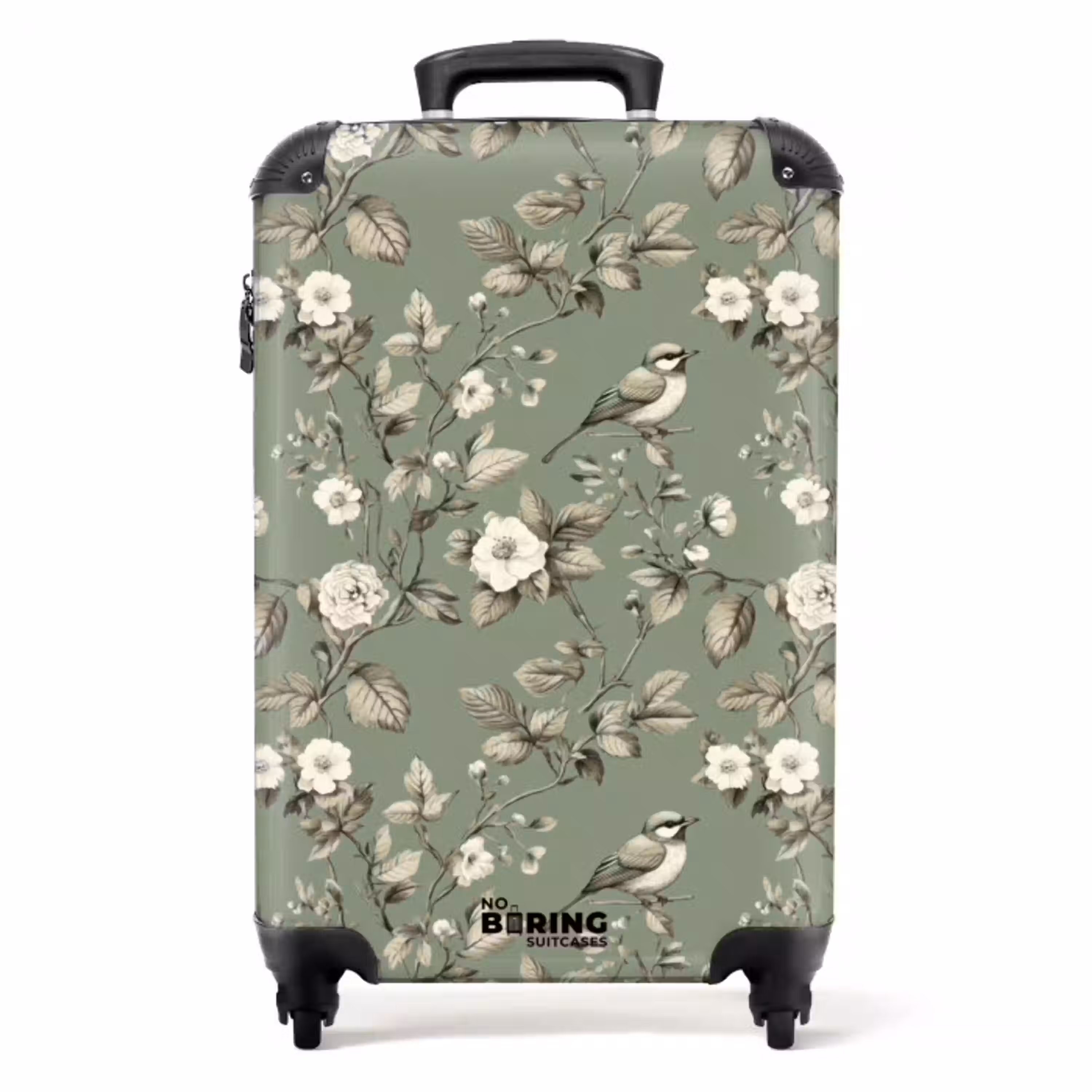 Botanisch - Vogels - Groen NBS - Handbagage koffer - Volwassenen Unisex middel -productfoto_recht