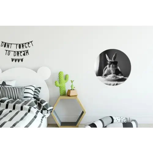 Konijn - Bunny - Zonnebril - Tafelkleed - Pasta - Schattig Wandcirkel aluminium klein -kinderkamer