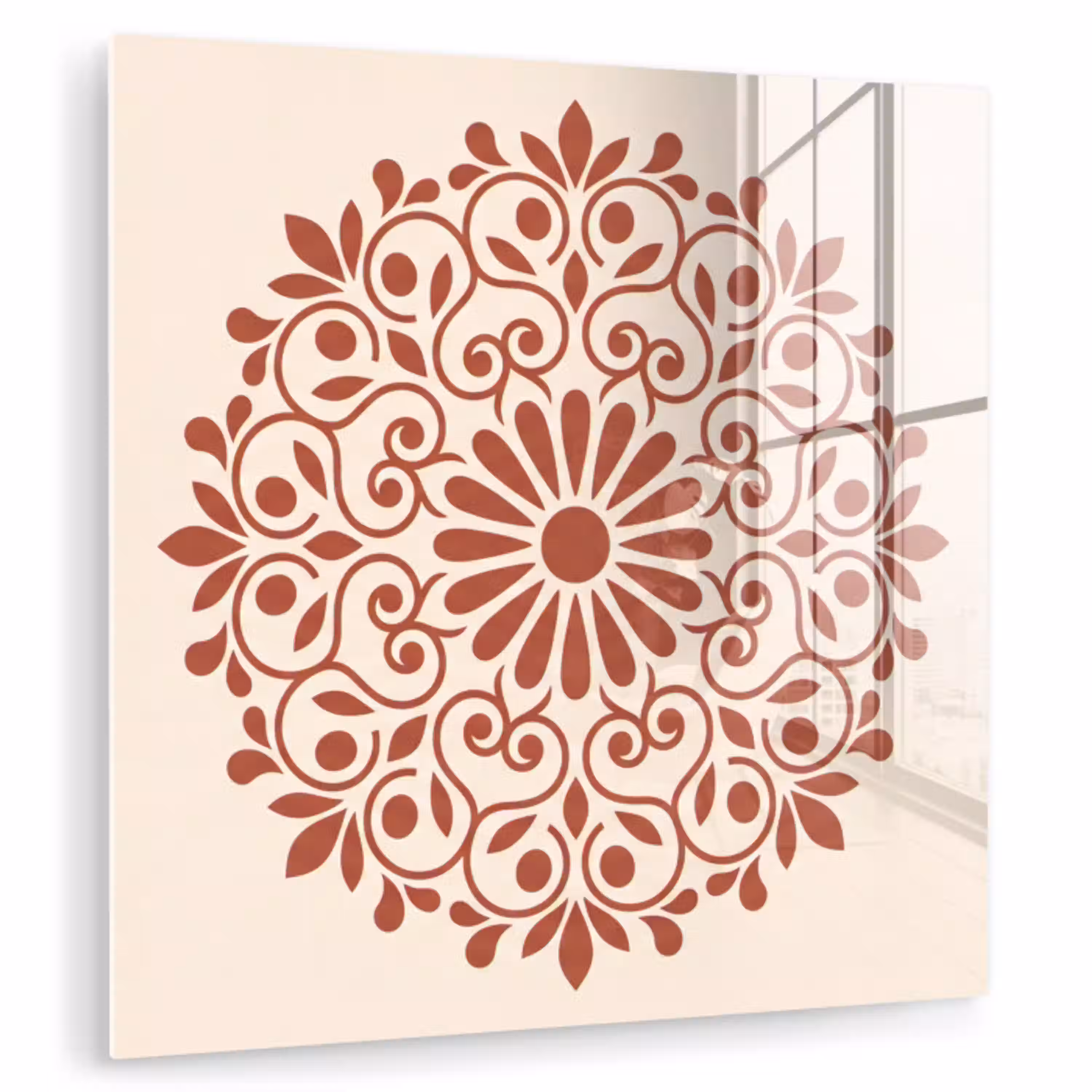 Decoratie - Cirkel - Symmetrisch - Modern - Roodbruin plexiglas 5mm klein -zzzproduct_nieuw