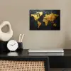 Wereldkaart - Goud - Steen poster papier klein -sfeer1