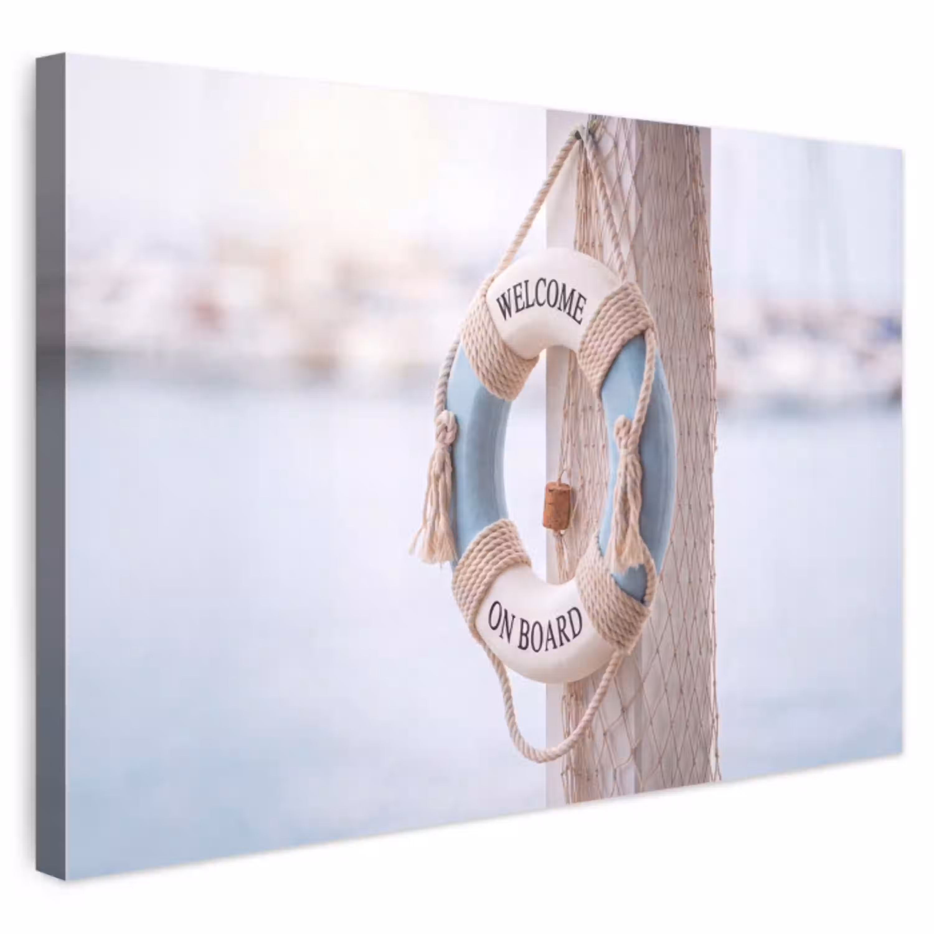 Reddingsboei - Maritiem - Welkom - Blauw - Wit Tuinposter op houten frame 2 cm dik klein -3d