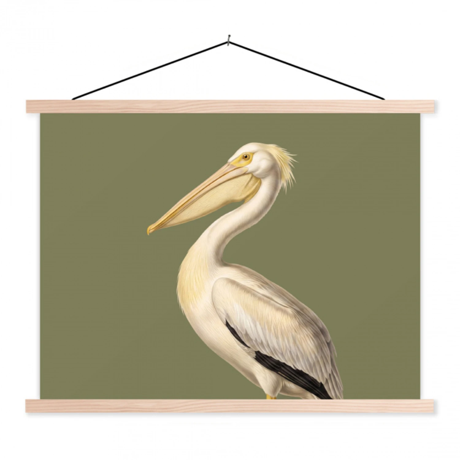 Pelikaan - Wit - Vogel - Klassiek - Natuur textielposter latten blank klein -3d