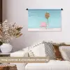 Palmboom - Strandhuis - Roze Wandkleed katoen klein -sfeer1