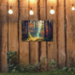 Herfstbos met zonnestralen tuinposter los doek klein -sfeer1