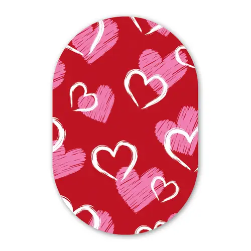 Patroon - Hartjes - Roze - Valentijn Wandcirkel Ovaal Glas middel -3d