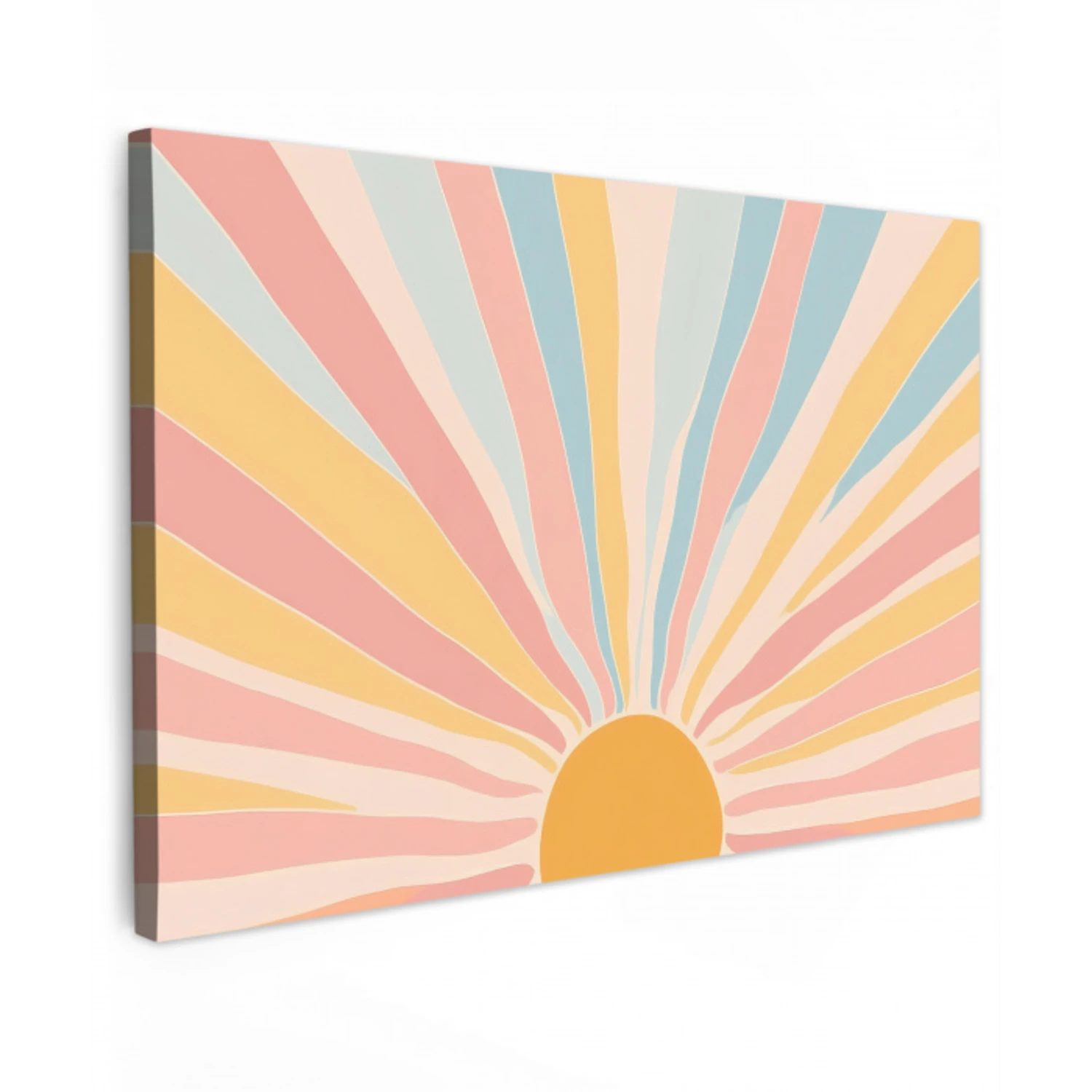 Illustratie - Zon - Pastelkleuren Tuinposter op houten frame 2 cm dik klein -3d