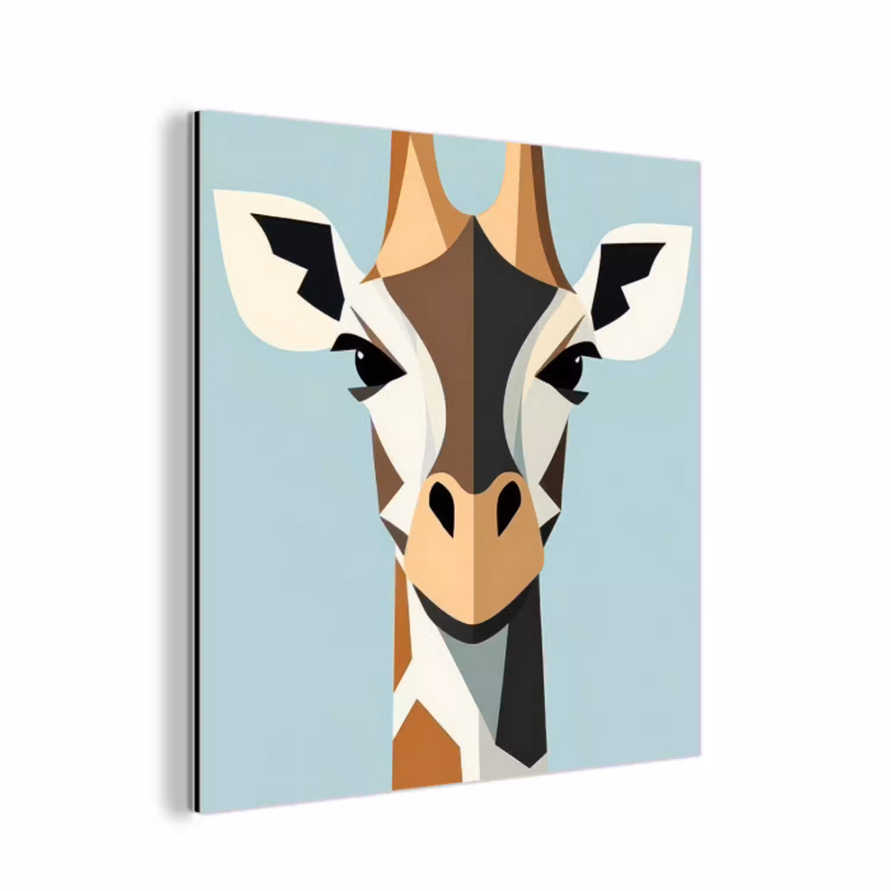 Giraffe - Illustratie - Bruin - Minimalistisch aluminium wit klein -3d