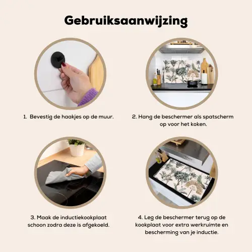 Retro - Jungle - Natuur - Dieren Inductie beschemer met haakjes klein -ky-gebruik-nl