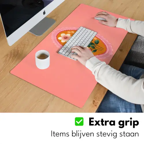 Illustratie - Bloemen - Rand - Roze Muismat XXL klein -sfeer3