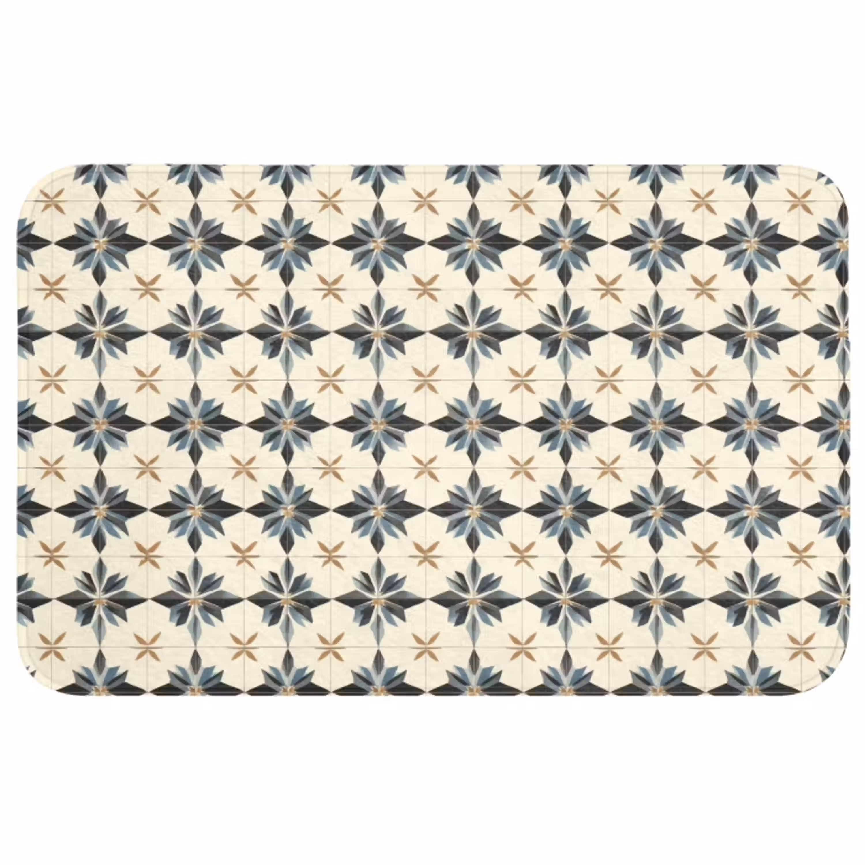 Sierlijk - Ornament - Blauw WCmat middel 1009 -3d