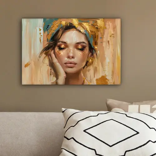 Vrouwen - Portret - Luxe - Goud canvas 2cm klein -sfeer3