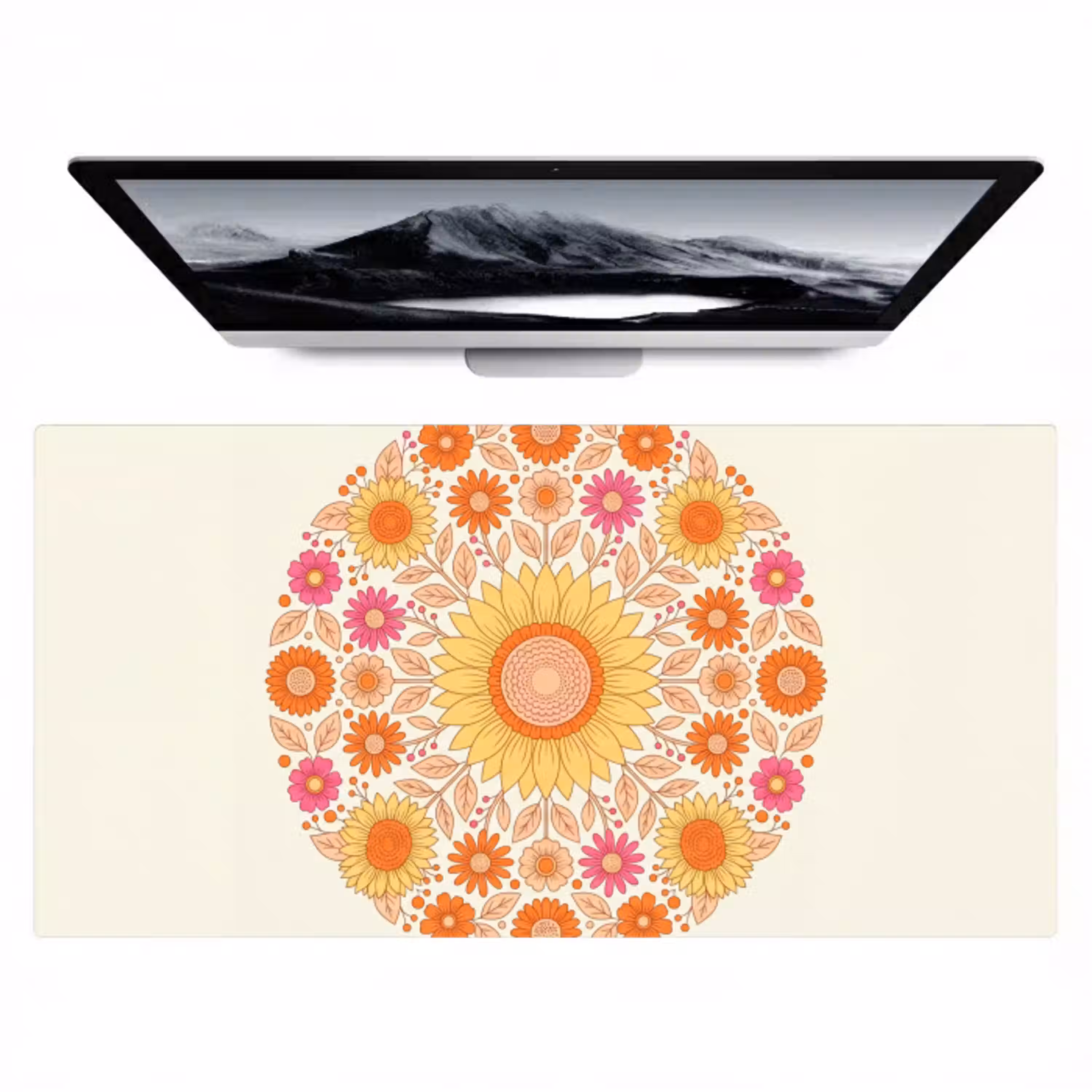 Bloemen - Mandala - Patroon - Kleurrijk Muismat XXL klein -zzz3d