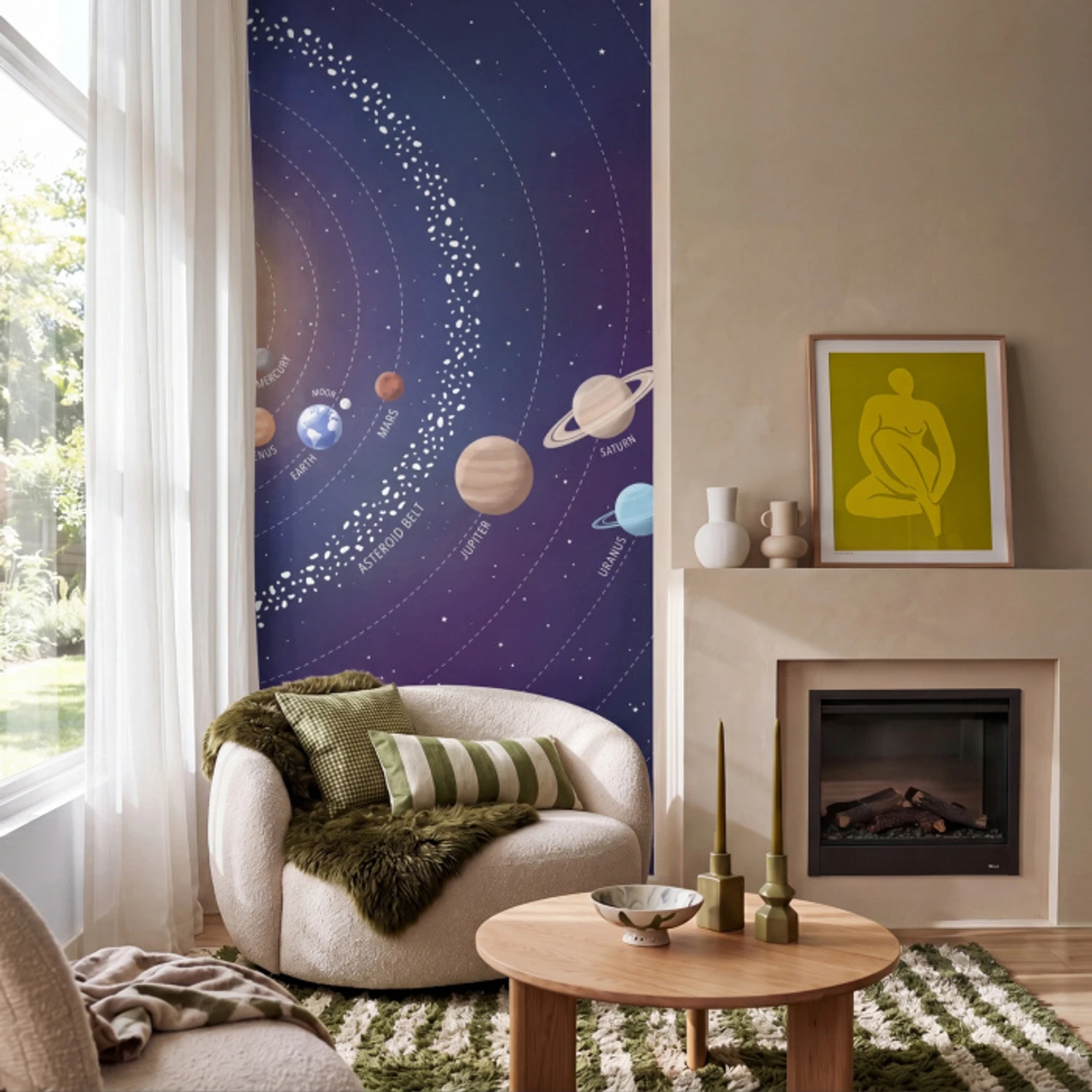 Planetenstelsel - Ruimte - Illustratie Behang Vlies klein -sfeer2