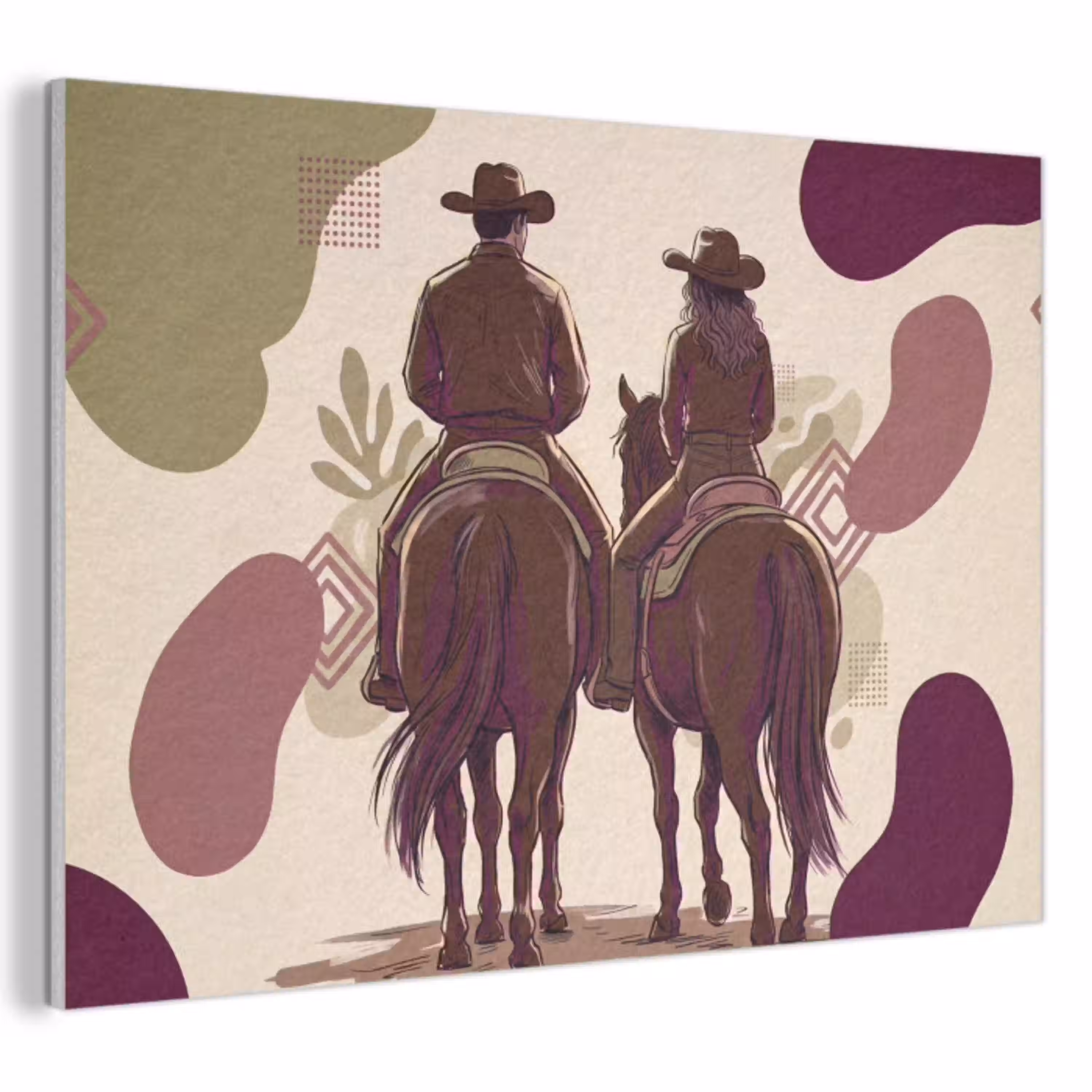 Mensen - Ruiters - Western - Illustratie - Bruin PET vilt klein -3d