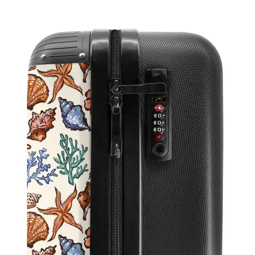 Koraal met zeesterren print NBS - Handbagage koffer - Volwassenen Unisex middel -slot