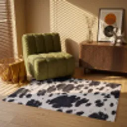 Patroon - Vacht - Zwart - Wit Vloerkleed Rechthoek klein -atmosphere_sfeer1_global