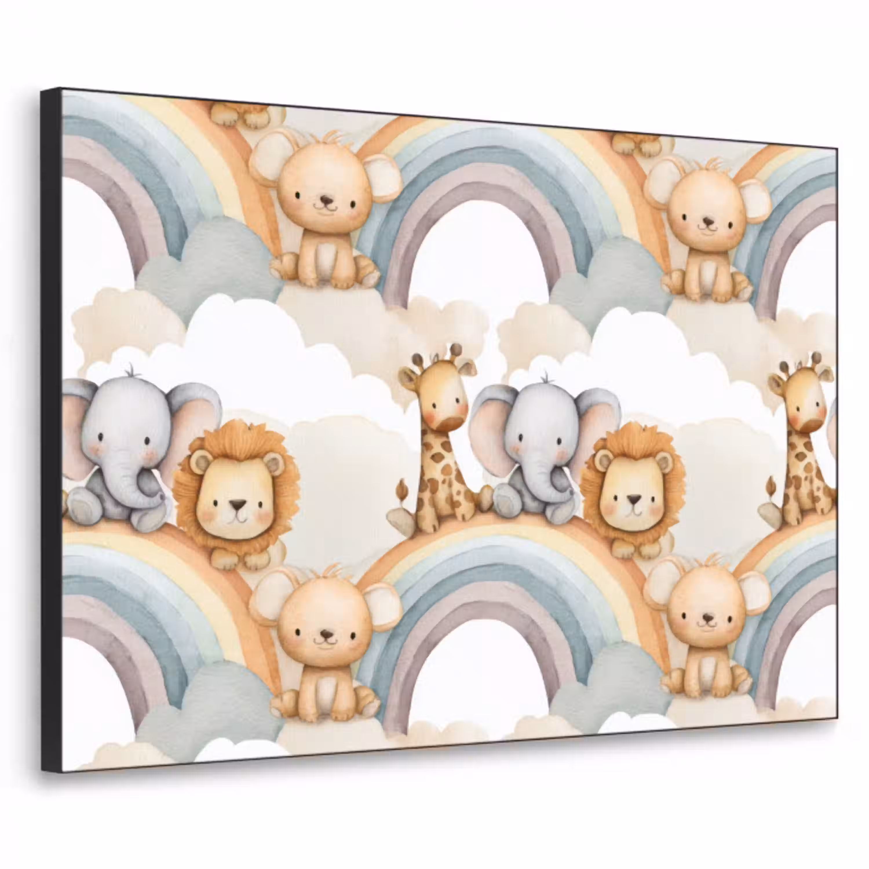 Safari - Regenboog - Kleurrijk Textielframe zwart klein 947 -3d