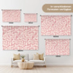 Doolhofpatroon - Roze - Wit - Abstract Wandkleed katoen klein 269 -tsfeer8_DE