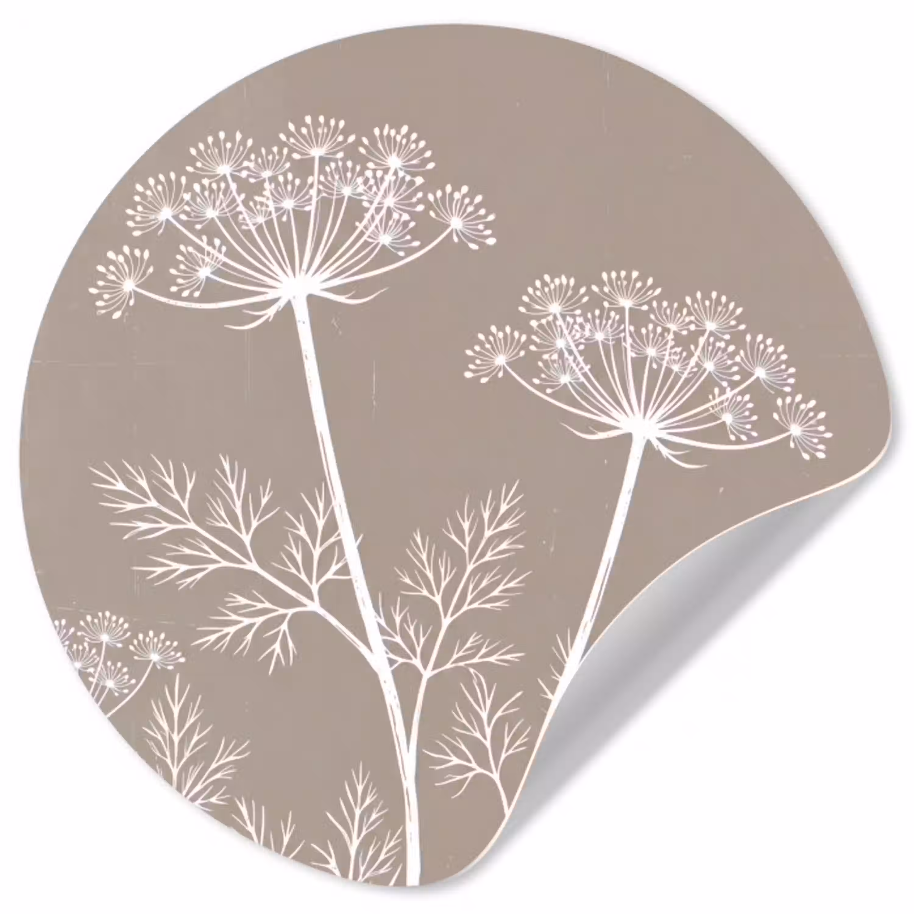 Grafisch - Fluitenkruid - Taupe Wandcirkel behangsticker klein -3d