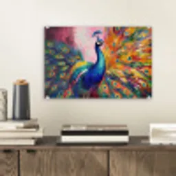 Pauw - Dieren - Schilderij - Regenboog plexiglas 5mm klein -sfeer1