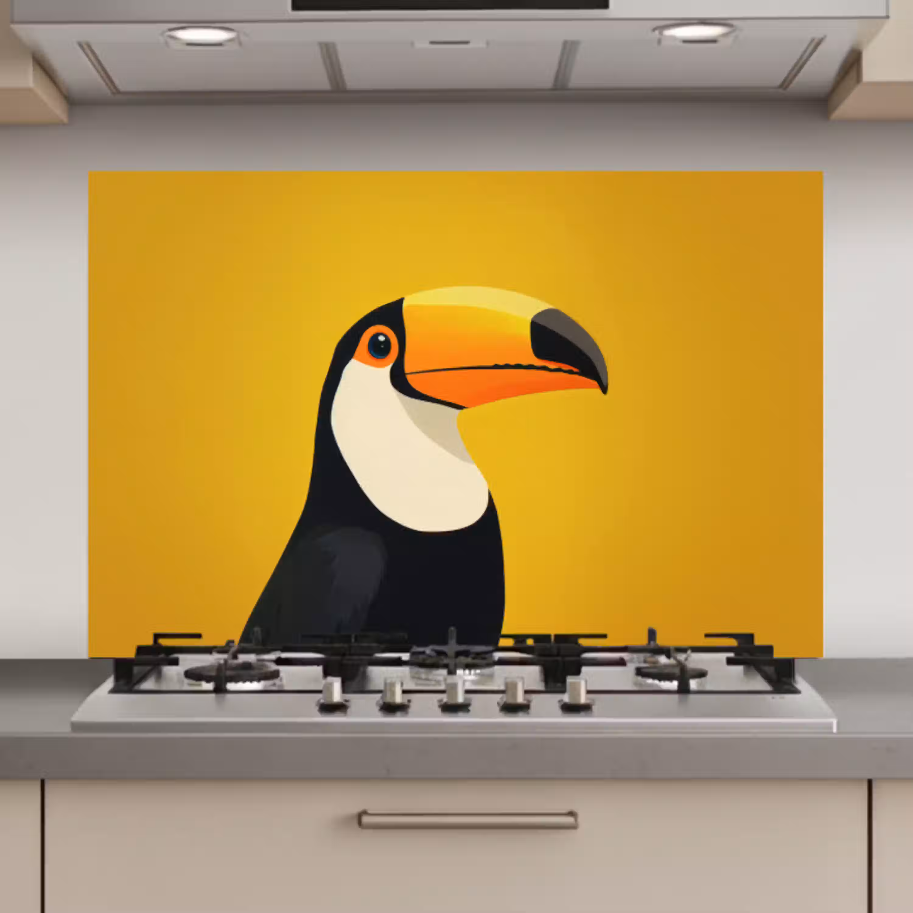 Toekan - Minimalistisch - Snavel - Oranje keuken achterwand spatscherm klein -3d_website