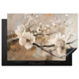 Bloemen - Natuur - Wit - Bloesem - Abstract Inductie beschermer vinyl 3mm klein -3d