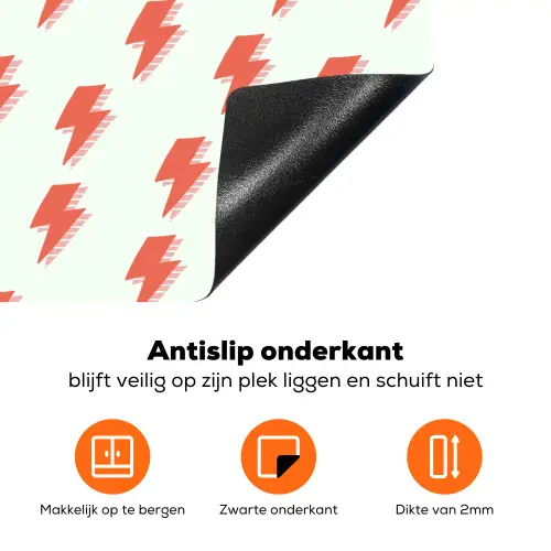 Wit - Rode - Bliksem Inductie beschermer vinyl 3mm klein 276 -zzzzzzz-td-onderkant