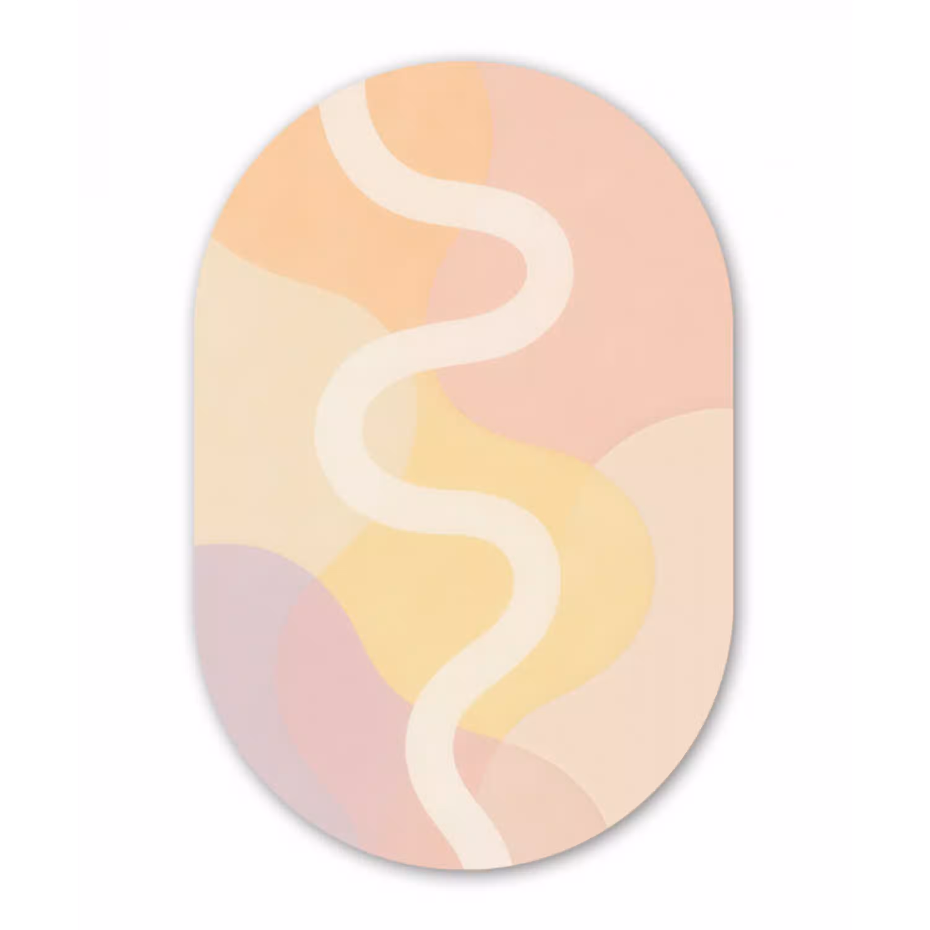 Golvende vormen - Abstract - pastel Wandcirkel Ovaal Glas middel -3d