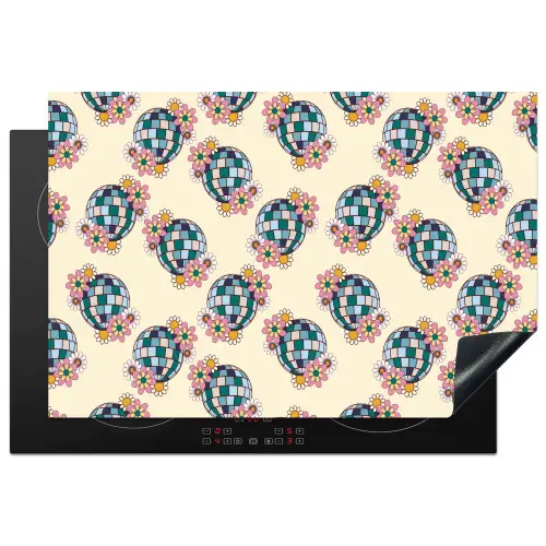 Retro - Disco - Bloemen - Discobal- Multi Inductie beschermer vinyl 3mm klein 276 -3d