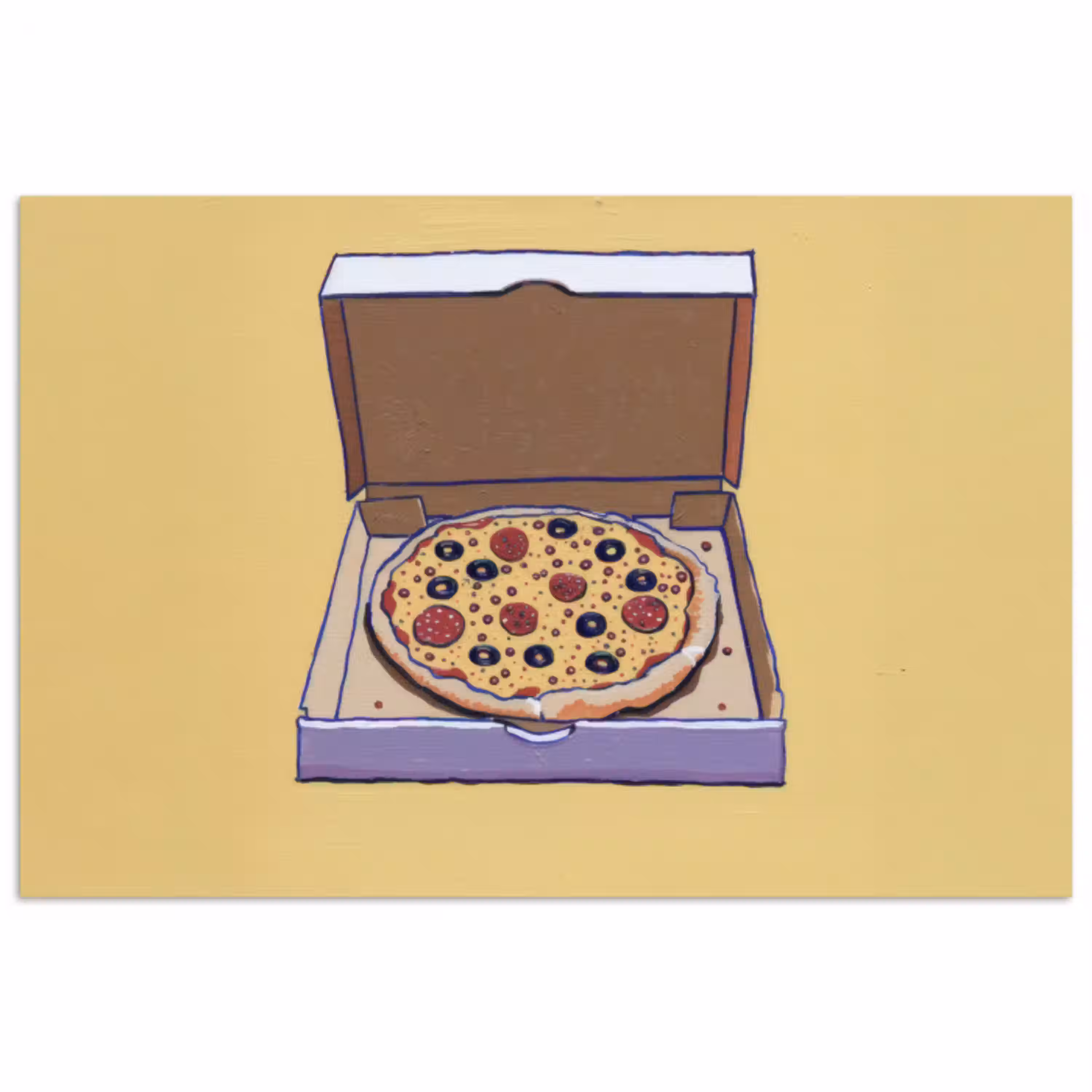 Pizza - Doos - Salami - Illustratie poster papier klein -3d