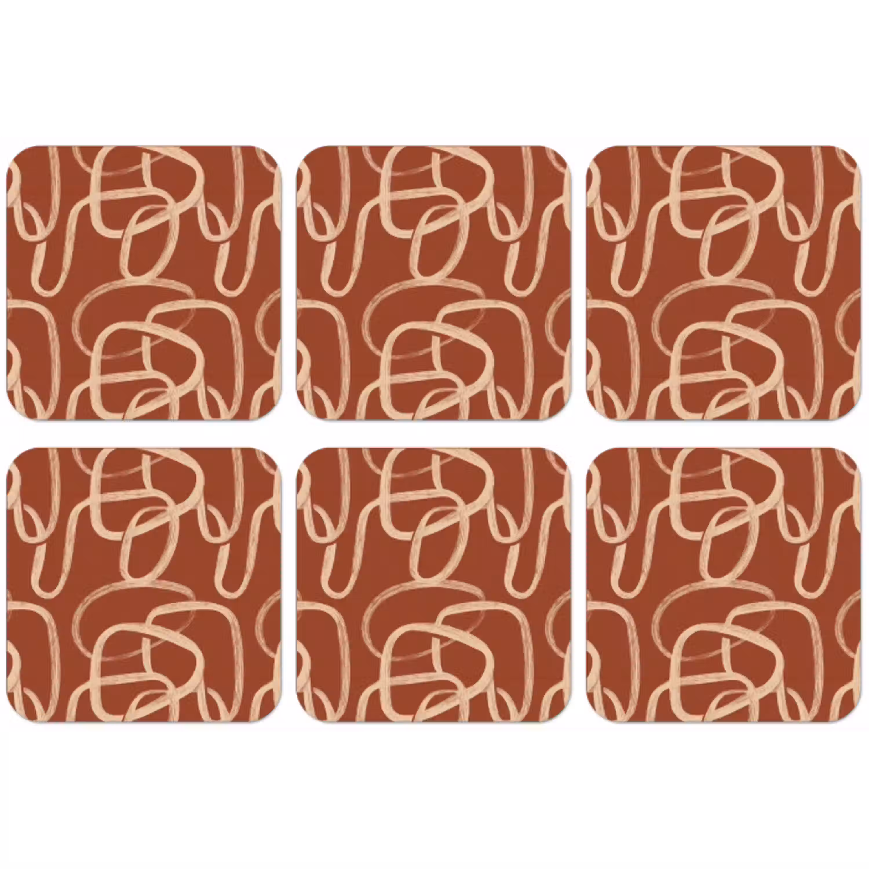 Lijnen - Abstract - Organisch - Terracotta - Crème onderzetter kurk middel 366 -zkaufland3dotto