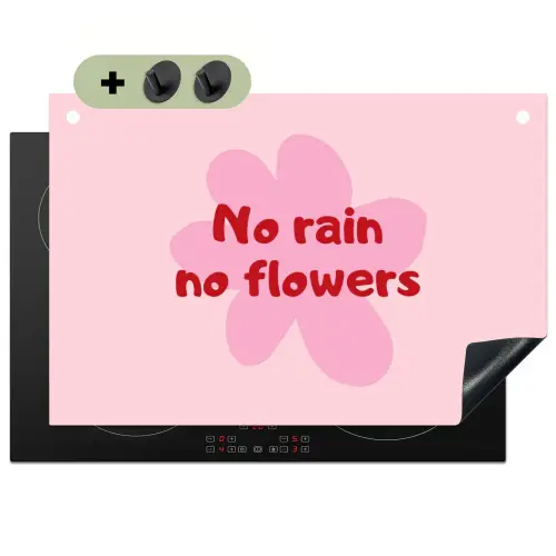 No rain no flowers - Bloem - Roze Inductie beschemer met haakjes klein -3d