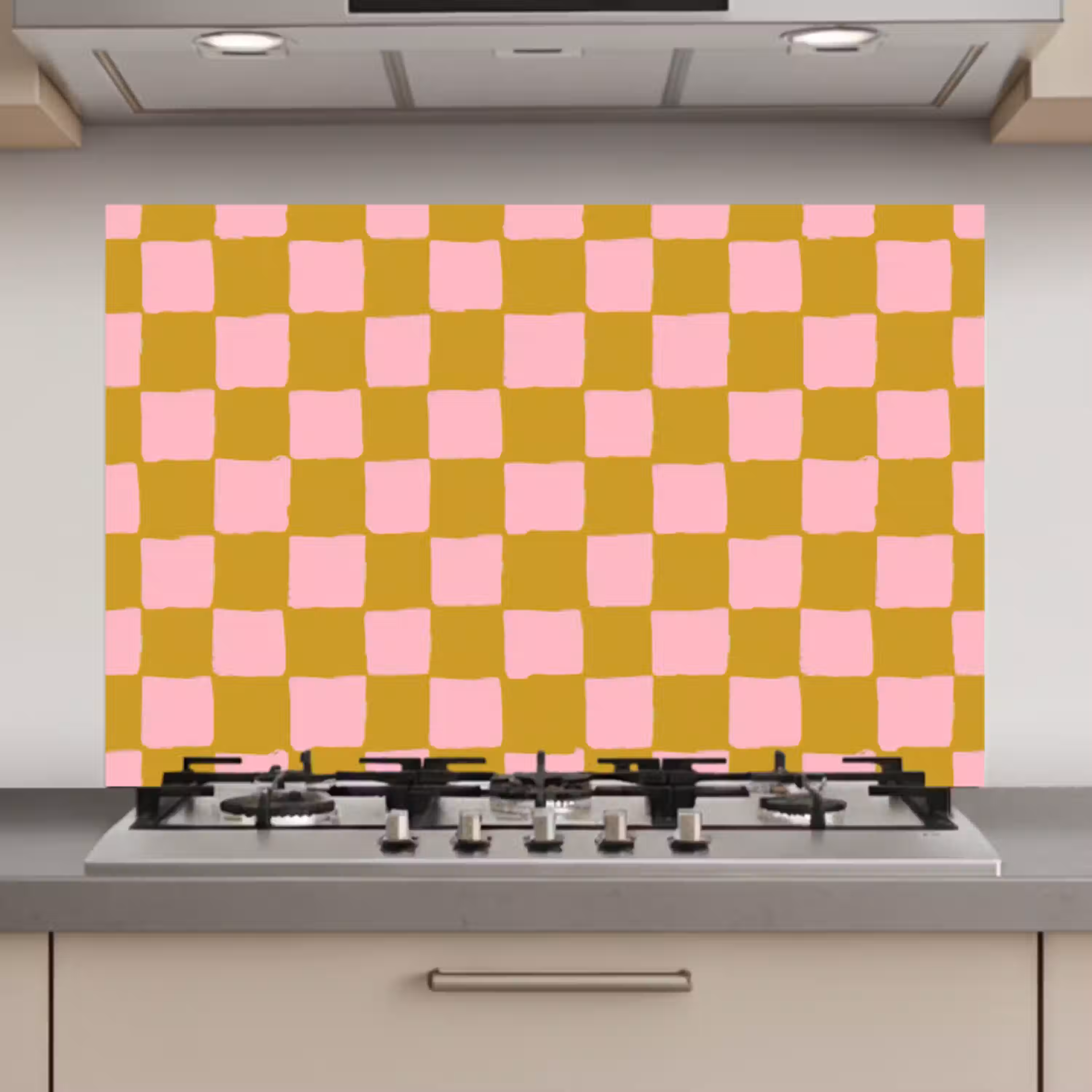 Patroon - Vierkant - Roze keuken achterwand spatscherm klein 900 -3d_website