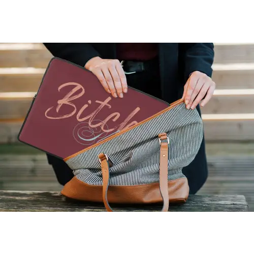 Bitch please - Rood - Blauw laptophoes neopreen klein -tas