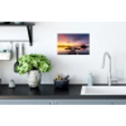 Steg - Sonnenuntergang - Wasser - Meer - Spiegelung Muursticker klein -keuken