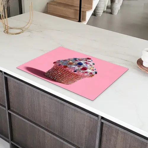 Cupcake - Kleurrijk - Edelstenen Inductie beschermer vinyl 3mm klein -sfeer8