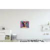 Vrolijk portret - Vrouw - Bloemenkroon textielposter latten blank klein -kinderkamer