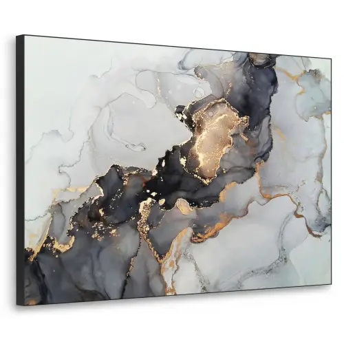 Zwart - Marmer - Luxe - Goud Textielframe zwart klein -3d
